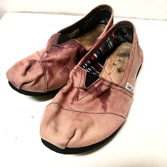 Toms Slip ons Size 8.5 flats Acid wash Tie Dye Cotton brown Grunge Ballet - Picture 2 of 7